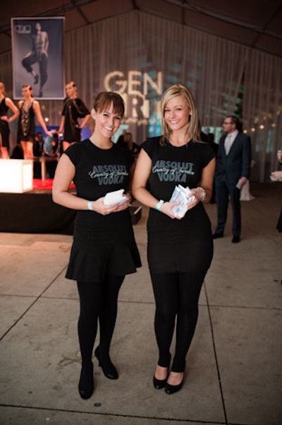 At the tent, event staffers wore Absolut T-shirts and distributed cards with the after-party's address.