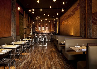 Birch & Barley's 60-seat dining room mixes rustic industrial decor and modern accents, such as acrylic chairs.