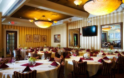 The private Yandolino room is equipped with a 52-inch TV that can be used for presentations.