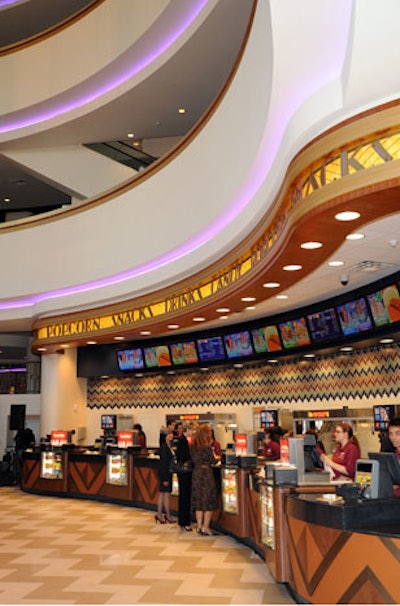 Curving lines and a zigzag motif decorate a concession area at the new Regal.