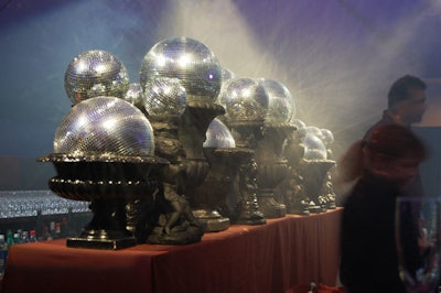Up close, the disco balls also created a hazy 3-D lighting effect.