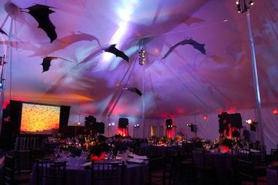 Inside the dinner area, Salaris and Kinsella hung large bats from the ceiling.