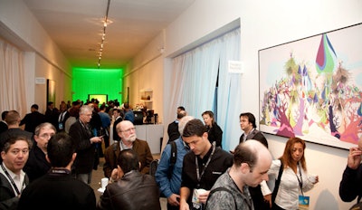 Before the presentation, guests mingled in a hallway that exhibited artwork commissioned by Microsoft for Windows 7.