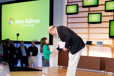 Kylie, the 5-year-old star of some Windows 7 commercials, introduced Microsoft C.E.O. Steve Ballmer.