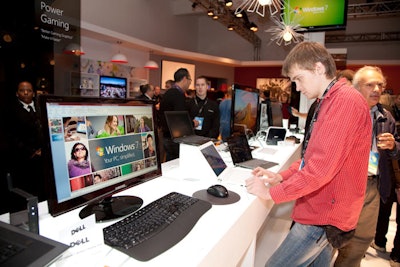 To showcase products from key manufacturing partners, the production crew built a display in the middle of the room.