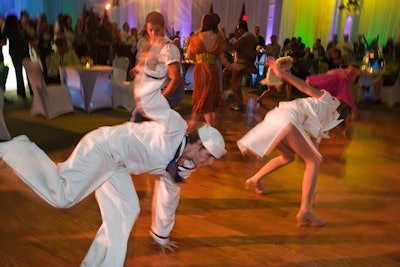 Swing dance students from the university's College of the Arts performed in the main ballroom before the campaign announcement.