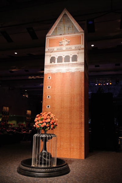 Toro Aluminum and Kubik created a 30-foot replica of the St. Mark's Square bell tower for the centre of the dining room.