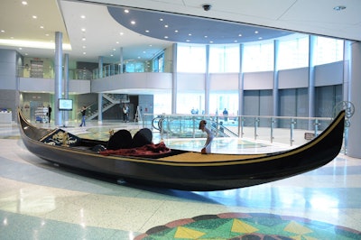 A gondola sat at the entrance to the Metro Toronto Convention Centre's South Building.