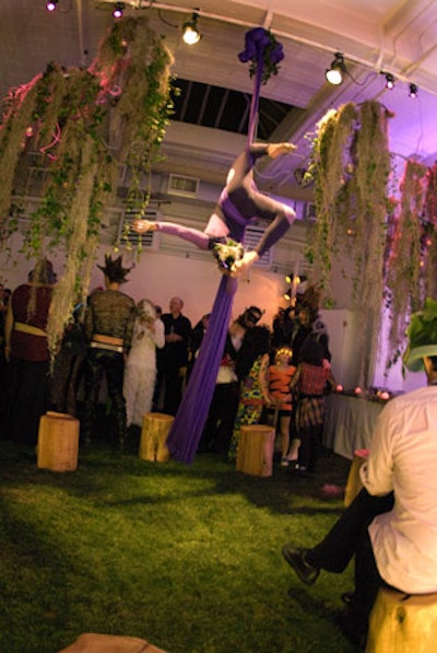 In addition to dancers, an aerialist was also part of the evening's entertainment.