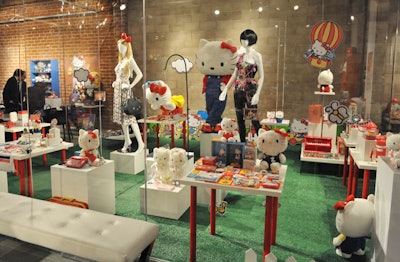 Sanrio items are for sale in the pop-up shop.