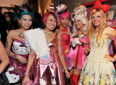 Costumed guests showed off their Hello Kitty-inspired looks at the opening party.