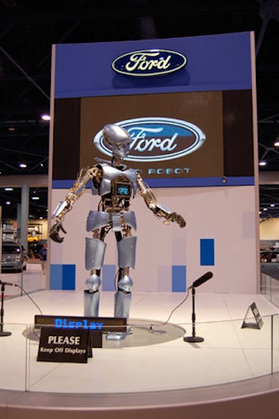 Ford's talking robot drew attendees to its exhibit area.