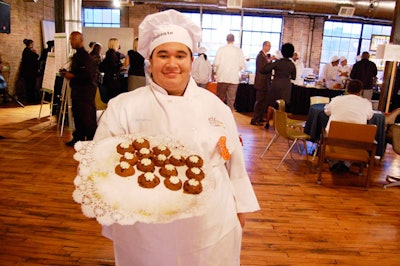 Students passed out samples of the cookies their teams created.