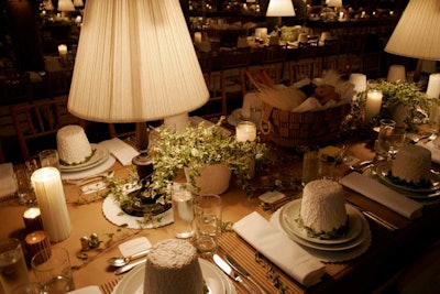 Plate covers topping artichoke appetizers greeted guests when they sat down to dinner shortly after 8 p.m.