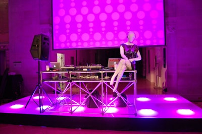 A mannequin topped the DJ booth.