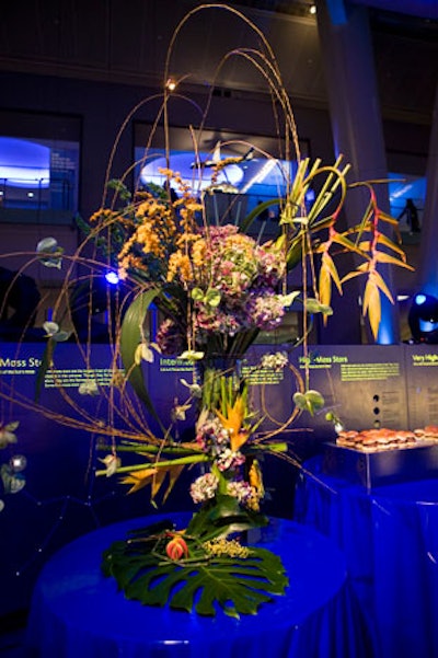 Floral arrangements by David Beahm took on the dramatic shapes of planets and stars.