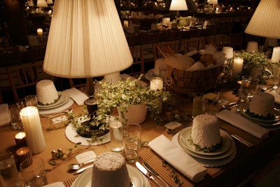 At the New York Public Library's annual Library Lions benefit in November, lamps, candles, and living plants served as tabletop decorations.