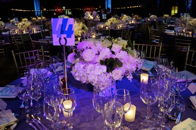 The Cooper-Hewitt National Design Awards in October got a bold look from a custom graphic pattern made of the names of previous award winners. The blue and white print was incorporated in several decor elements, including vases for the floral centerpieces.