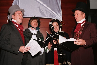 The Figgy Puddin Carolers can greet guests as they arrive or perform throughout an entire party.