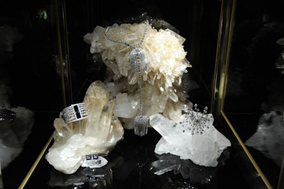 The Chanel Fine Jewelry at Fete d 'Hiver was major, mind-blowing stuff, styled on 'live ' crystal chunks. The trying on was brisk but, alas, no takers.