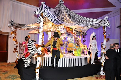 The circus carousel on display during the cocktail reception represented the Beatles song 'Being for the Benefit of Mr. Kite, ' which is said have been inspired by a circus poster.