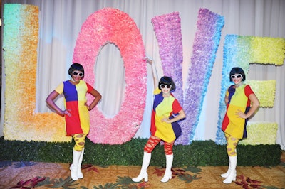 Colorful eight-foot-tall letters spelling 'Love ' added to the 1960s ambience.