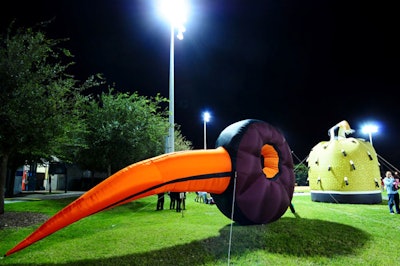 Local artist collective Artformz Alternative set up multiple 30-foot inflatables to create its 'Giants in the City ' exhibit at the North Shore Park Youth Center.