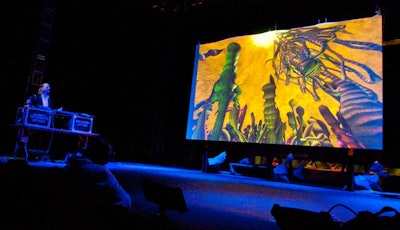 Interactive designer J. Walt's Spontaneous Fantasia performance on the Ocean Drive Main Stage combined interactive art with computer animation and music.