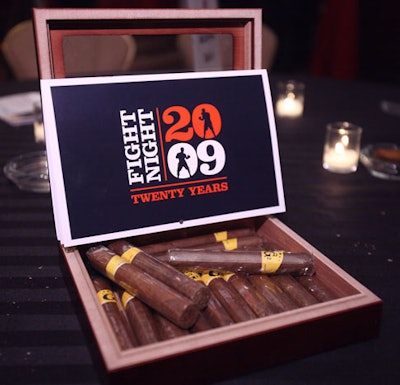 A new logo commemorated 20 years of Fight Night, and Graycliff Cigar Company donated a box of cigars for each table in the dining room.