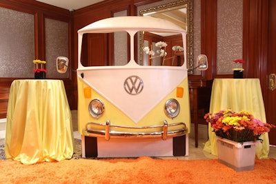 At the Knock Out Abuse gala, '60s-style props included a replica of the front half of a Volkswagen van, which served as a bar.