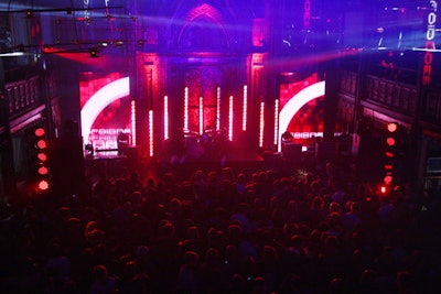 The stage, where the Yeah Yeah Yeahs played for an hour, featured promotional images and video from the Droid campaign.