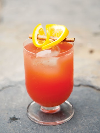 Spiced Blood Orange Punch from Patricia Richards of Wynn Hotels in Las Vegas. Napa footed bar glass, $1, available throughout the U.S. from Hall's Rental in Chicago.