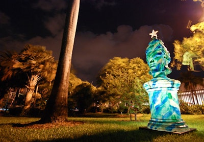 The Miami Beach Botanical Gardens housed an outdoor film installation and sculptures from artists Duval Carrié, Henry Richardson, and Brad Hallock.