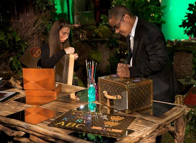 Artisans from Louis Vuitton's workshop in France spent the evening showcasing their craft at the entrance to the event.