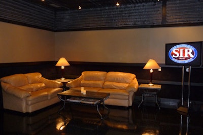 An 800-square-foot lounge can be used as prefunction space for 40 or a greenroom.