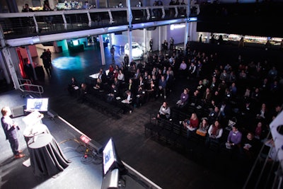 The event encouraged attendees to sit where they liked, including the second floor balcony and lounges set up with free wireless Internet access.