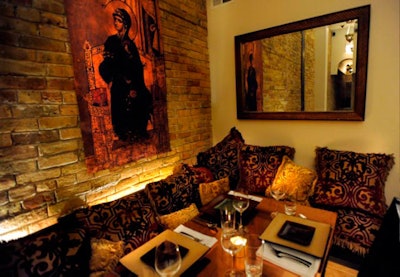 Taxim can host semiprivate dinners for 15 in its banquettes; the whole space seats 75.