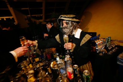 A bartender dressed as Galileo doled out champagne and cocktails.