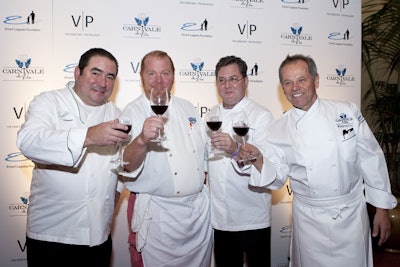 Emeril Lagasse, Mario Batali, Charlie Trotter, and Wolfgang Puck posed at the Carnivale du Vin.