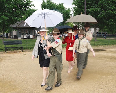 Boy Scouts escorted guests from their cars at the Trust for the National Mall's annual luncheon in Washington.
