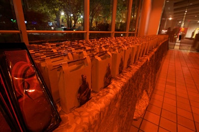 Chopstick-handled gift bags emblazoned with the National Geographic logo and an image of a terra cotta warrior lined the entryway to the party.