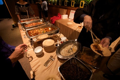 Hong Kong Palace's food station doled out spring dumplings, cold sesame noodles, spicy Szechuan beef, kou kou lamb, and kung pao chicken.