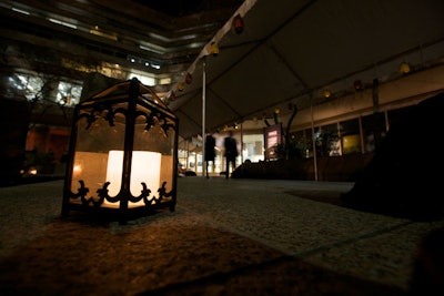 Chinese lanterns lined the walkway that connected the reception space to the gallery.