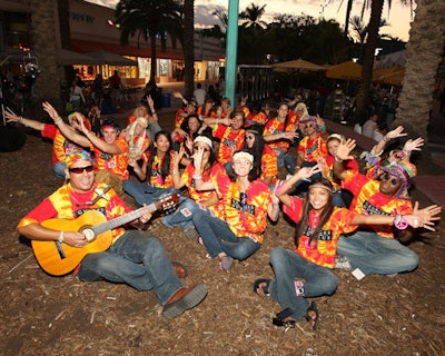 Actors from the Michael Alan Group dressed as hippies and staged a sit-in on Lincoln Road the day before the uncorking to promote the new wine's arrival into the United States.