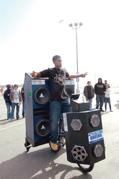Levi's Powersliding championship on the Santa Monica Pier included a DJ on wheels.