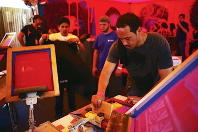 At the South by Southwest music festival in Austin, Texas, Levi's and The Fader's pop-up concert and promotional venue included stations of silk-screen artists who created custom posters as guest souvenirs.