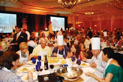 At the Baptist Health Foundation's Pineapple Sauté and Sip benefit in Coconut Grove, Florida, guests prepared their own dinners while following instructions from a professional chef onstage.