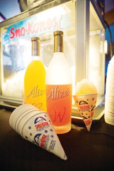 At Perez Hilton's party during South by Southwest in Austin, alcohol sponsor Alizé served its liqueur in snow cones.