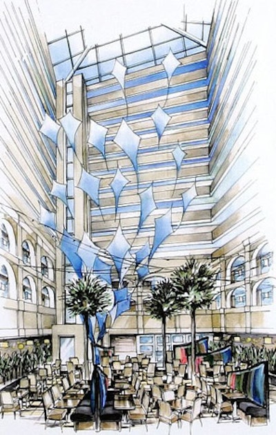 Atrium restaurant will be located in the hotel's 14-story atrium lobby.