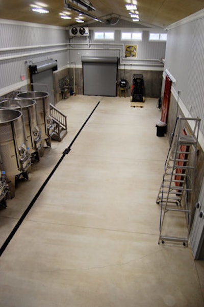The production area and adjoining barrel room can accommodate 200 for a reception.